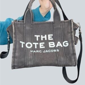 Marc Jacobs Mini The Tote Bag Canvas Gray Crossbody Satchel